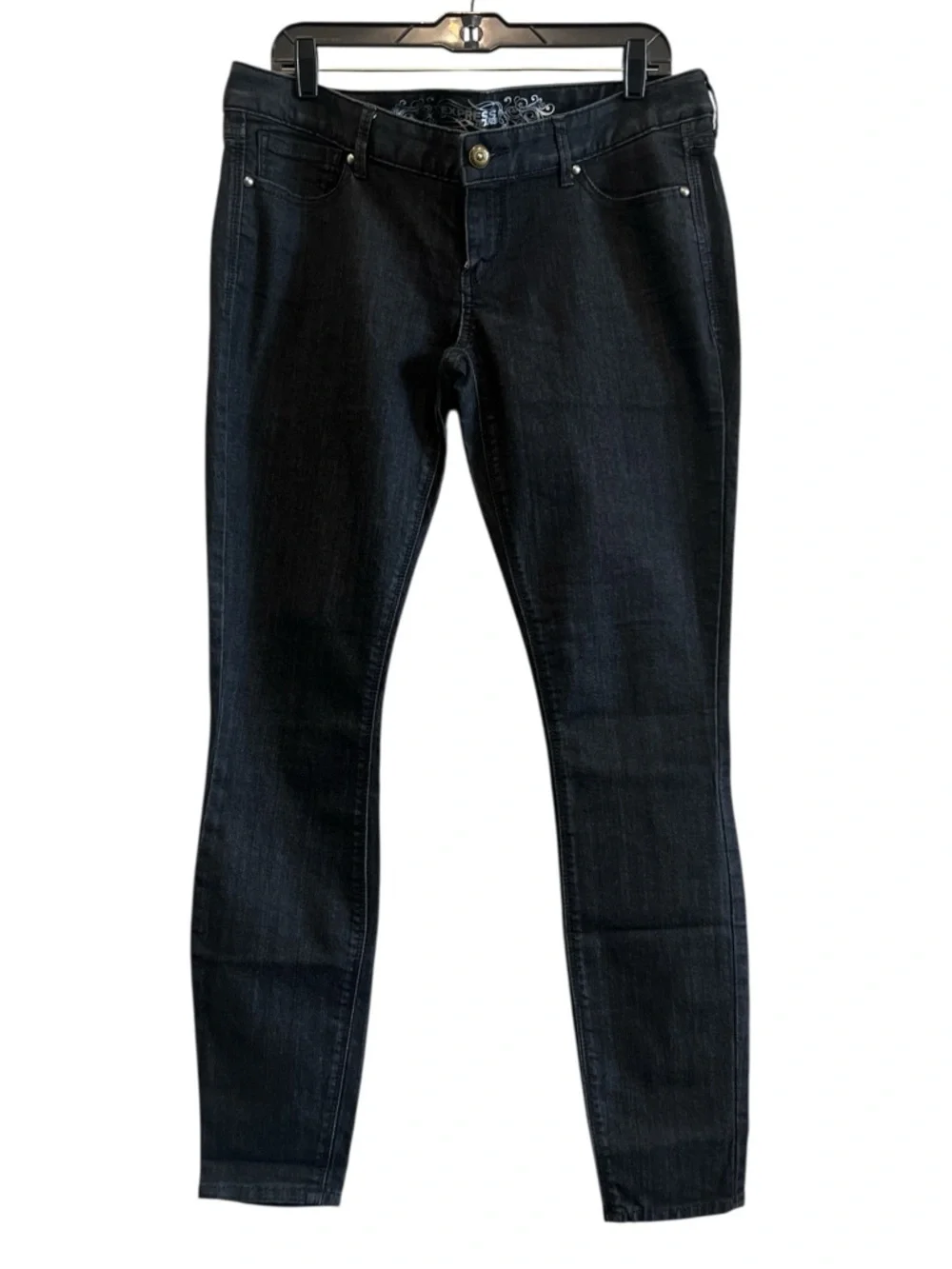 Express Zelda Dark Grey/Black Low Rise Skinny/Slim Fit Jeans - Picture 1 of 10